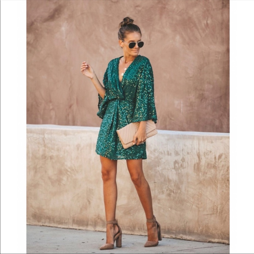 Brand new emerald green sequin dress